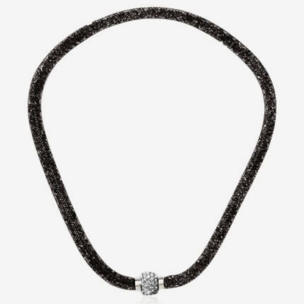 Elise M. metallic tube necklace black/silver/ehinestone